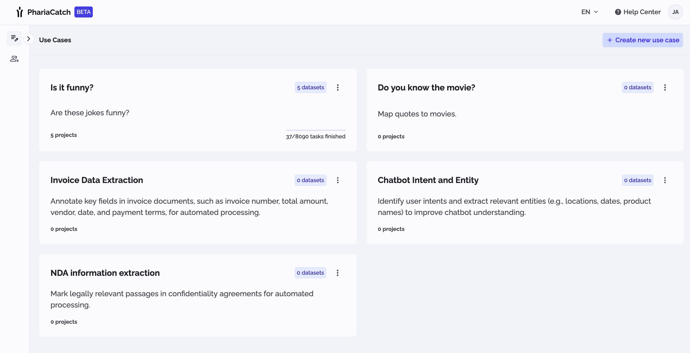 PhariaCatch Use Cases overview page